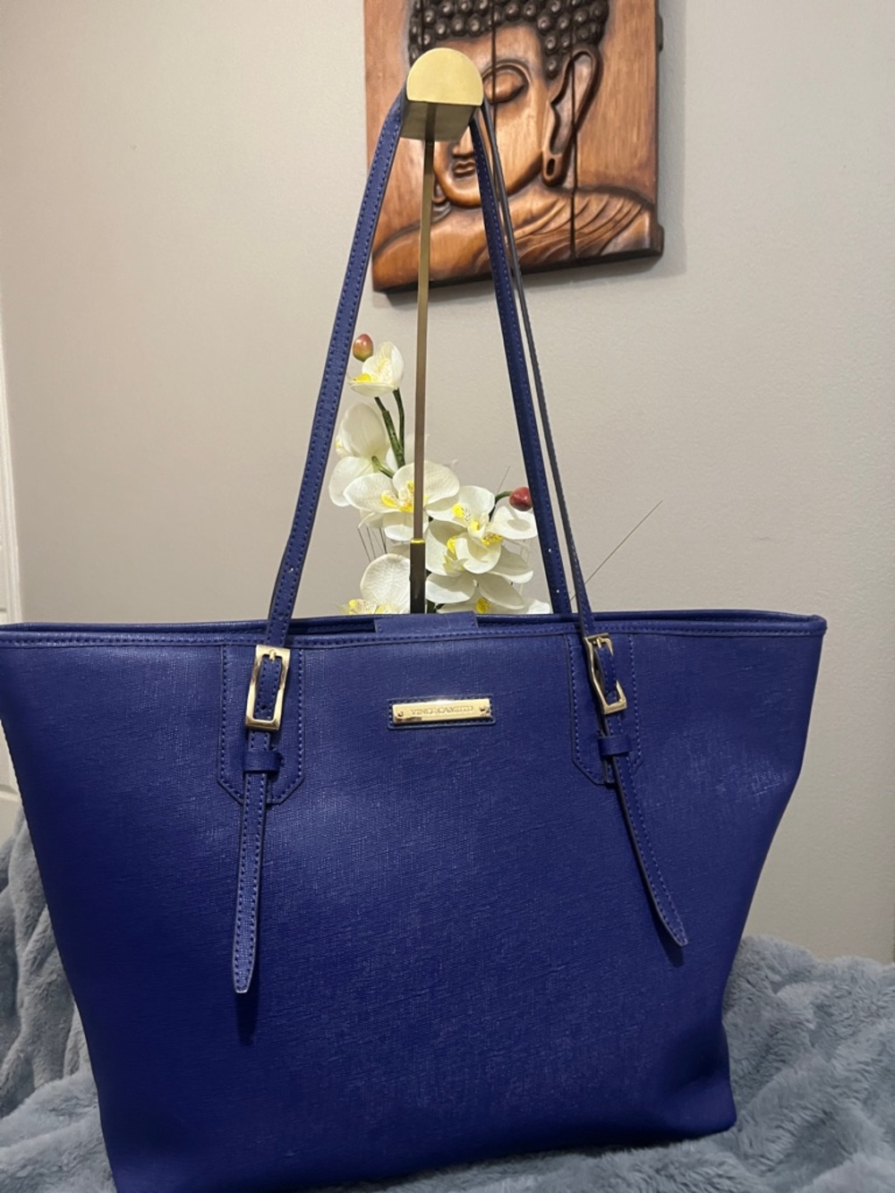 Vince Camuto Royal Blue Tote with Gold Accents